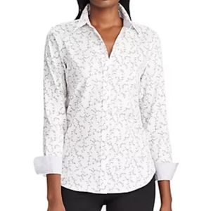 Chaps lavender white floral no iron cotton button down size large